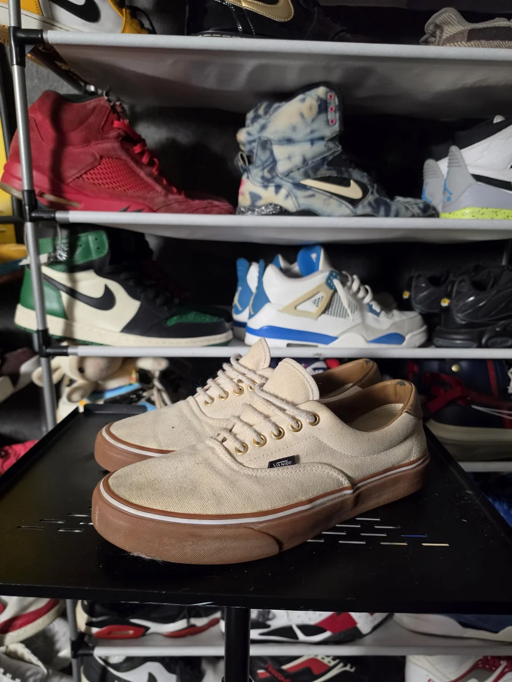 🔥 Vans Tan Canvas Low Top Sneakers Men Size 10 Gum Sole